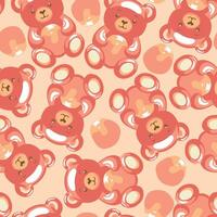 seamless pattern with pastel red honey gummy bears on light pink background vector
