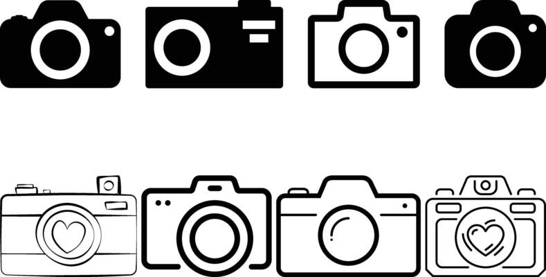 Camera icons set collection designs