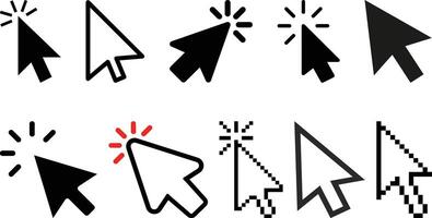 Computer mouse click cursor arrow icons set collection designs vector