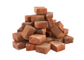 Pile of bricks for construction. Isolated on transparent background png