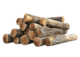 Stack of tree logs, wood, timber, natural, wood texture. Isolated on transparent background png