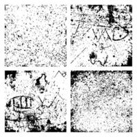 Black and White Grunge Textures. Set of Four Textures vector