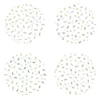 Set of green leaf branch patterns in circle shape vector