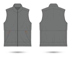 Gray casual vest mockup front and back view vector