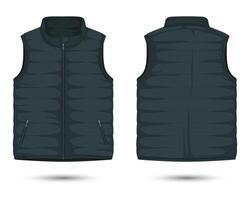Mockup puffer vest front and back view vector
