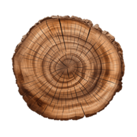Tree rings on a transparent background . Cross section of tree trunk showing growth rings. png