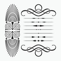 A collection of decorative elements featuring scrolls in various designs vector