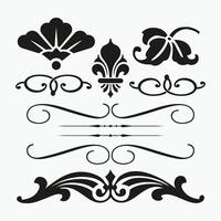 Ornate scroll, flower, and other decorative elements on a white surface vector
