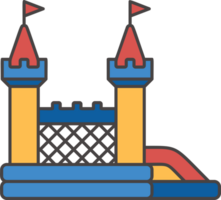 Bouncy castle color icon. Inflatable house pictogram with slide for air trampoline park and children playground for jumping. Inflated equipment for amusement park and kids zone. png