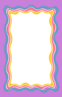 Wavy scallop border shape. Rectangle fun psychedelic hand drawn frame. Doodle cute design for text photo and picture. Groovy child template. Y2K decorative blank. png