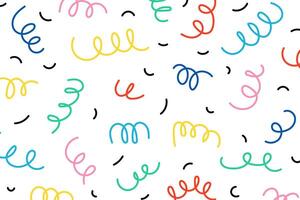 Fun colorful seamless pattern. Creative doodle abstract style art background for kids. Trendy texture design with contemporary basic shapes. illustration vector