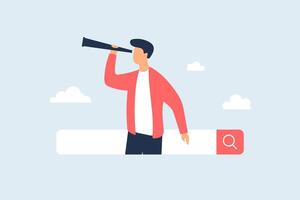 Looking for a new career and job. Illustration concept of seeing job opportunities, finding success using binoculars vector
