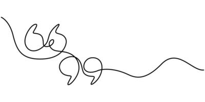 One continuous line of a quote mark drawing vector