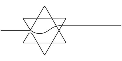 Star of David in continuous line drawing style vector