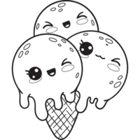 Balls ice cream cone Outline drawing png