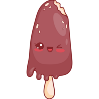 Cute Chocolate ice cream on stick character png