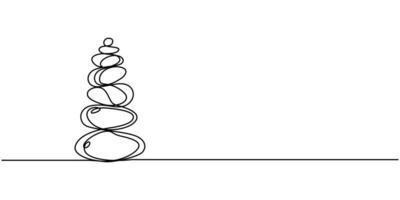 Pebbles with circles in sand in one continuous line drawing vector