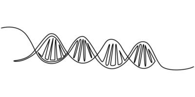 One continuous single line drawing of dna isolated vector