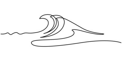 Ocean wave continuous single line drawing illustration vector