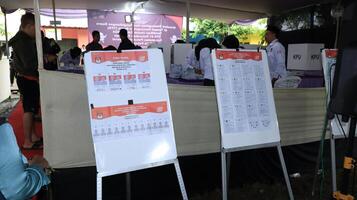 Voting atmosphere at TPS Tempat Pemungutan Suara Indonesian Polling Place photo