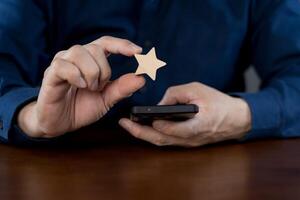 Customer Experience dissatisfied Concept. Bad review and service dislike poor quality. photo