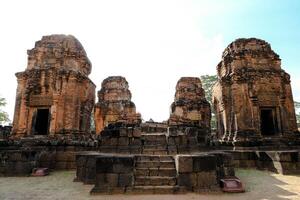 4 of laterite prang in Prasat Muang Tam, Ancient Historical castle in Thailand. photo