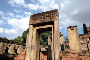 A lintel in Prasat Muang Tam historical park. photo