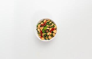 A Bowl of Chicken Dice with Honey Basil photo