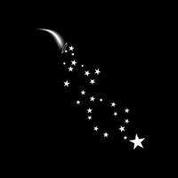 A cornucopia shoots a white star. Fireworks star random source of flow. Shooting star. Stars on a black background vector