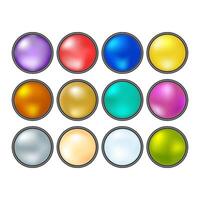 Set of colored glass buttons isolated on white background. vector