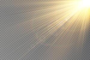 Light flare special effect with rays of light. Glow transparent light effect set, explosion, glitter, spark, sun flash. vector