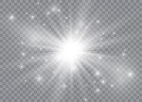 Glow transparent light effect set, explosion, glitter, spark, sun flash vector