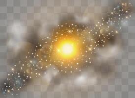 Glow transparent light effect set, explosion, glitter, spark, sun flash. vector