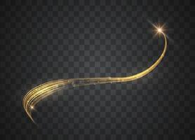 Golden glowing shiny lines effect. Glowing magic fire trace. Magic golden light effect with curve trail. vector