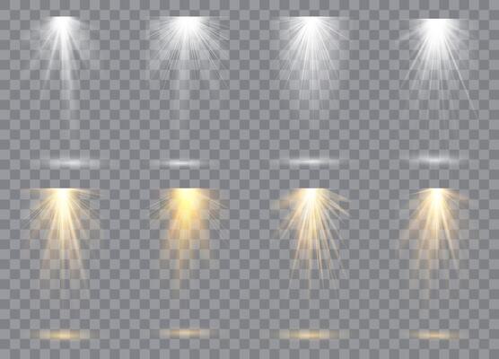 Set of Spotlights. Transparent light effect.