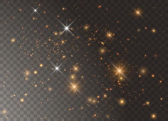The dust sparks and golden stars shine with special light.