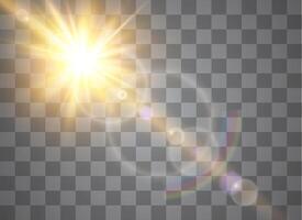 Light flare special effect with rays of light. vector