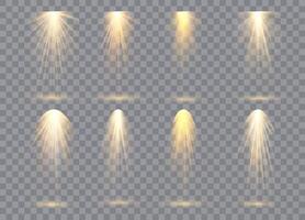 Set of Spotlights. Transparent light effect. vector