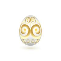 Easter egg with gold pattern on a white background. vector