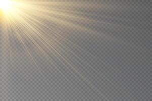 Light flare special effect with rays of light. Glow transparent light effect set, explosion, glitter, spark, sun flash. vector