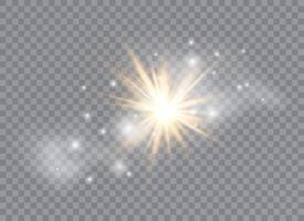 Light flare special effect with rays of light and magic sparkles. vector