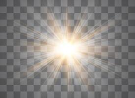 Light flare special effect with rays of light and magic sparkles. vector