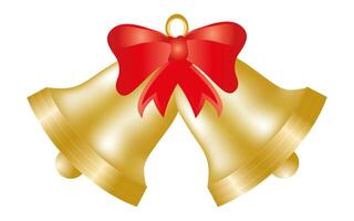 Christmas bells with red bow isolated on white background. vector
