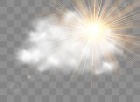 Light flare special effect with rays of light and magic sparkles. vector