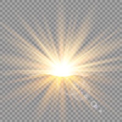 Sunrise over the mountains, dawn. Transparent sunlight. Special lens flare light effect