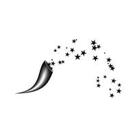 Cornucopia shooting black star. Fireworks star random source stream. Falling Star. Stars on a white background vector