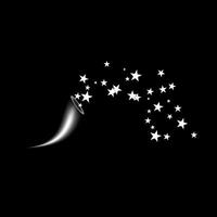 Illustration of a magic wand with stars on a black background. vector