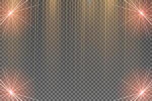 Light flare special effect with rays of light and magic sparkles. Glow transparent light effect set, explosion, glitter, spark, sun flash. vector