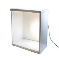 Square white light box with a translucent panel, isolated on transparent background png