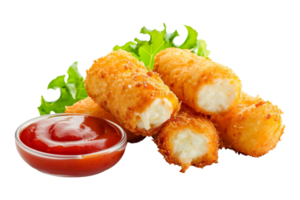 Crispy Mozzarella Sticks with Ketchup png